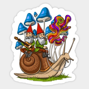 Magic Mushrooms Gnomes On Snail Sticker